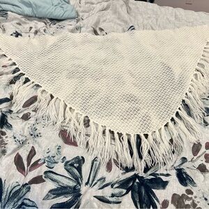 Vintage white fringe shawl